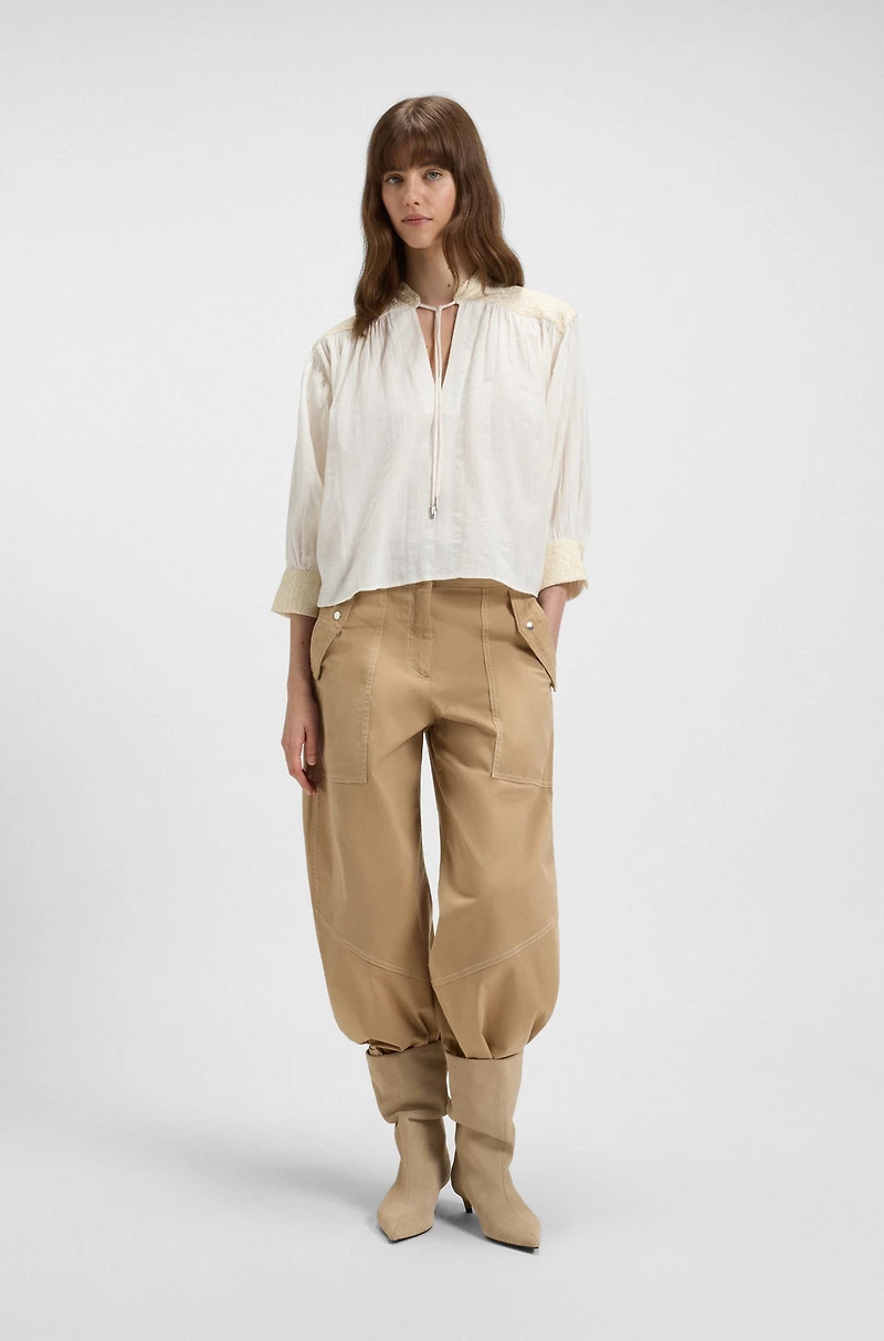 Regular-fit blouse dobby cotton voile