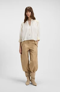 Regular-fit blouse dobby cotton voile
