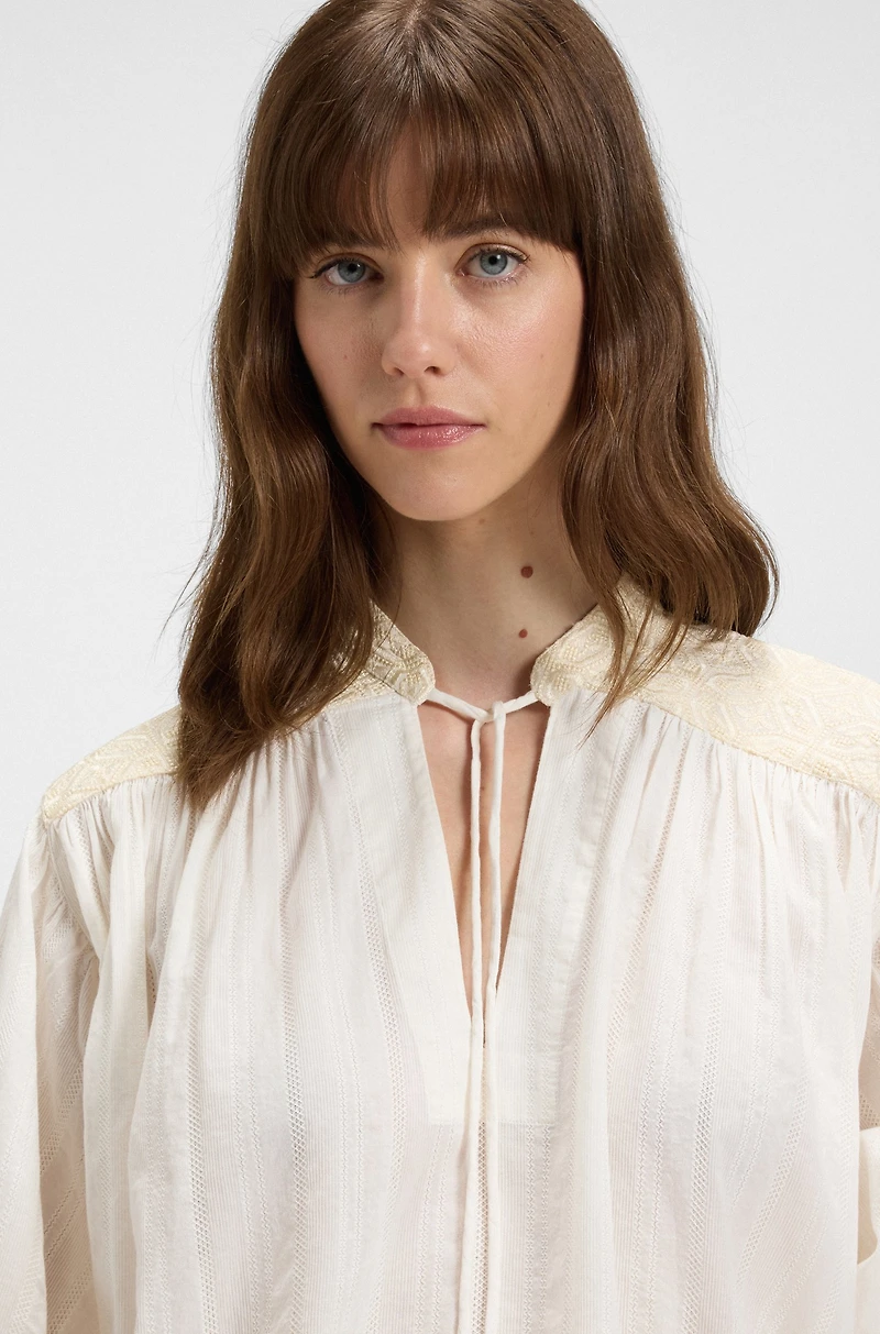 Regular-fit blouse dobby cotton voile