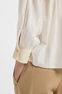 Regular-fit blouse dobby cotton voile