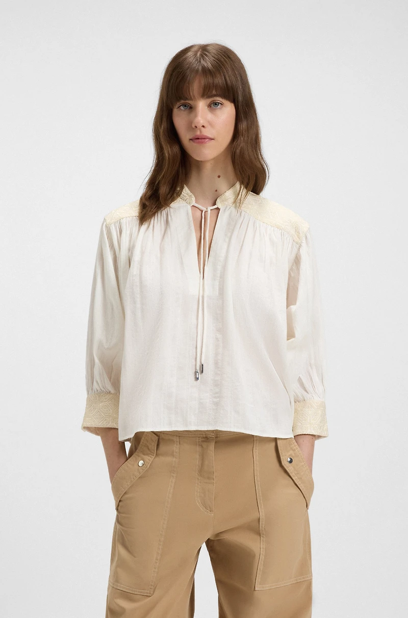 Regular-fit blouse dobby cotton voile