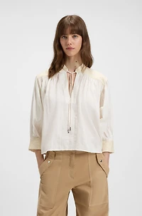 Regular-fit blouse dobby cotton voile