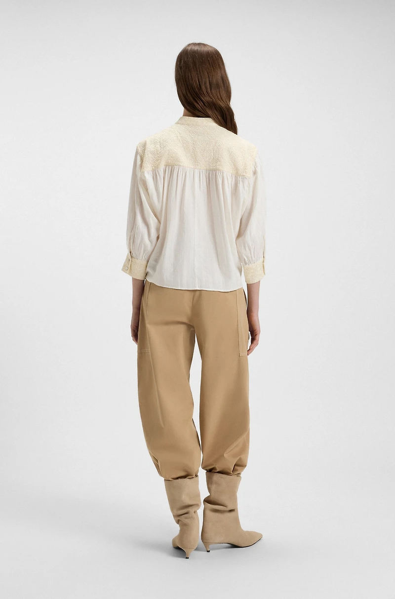 Regular-fit blouse dobby cotton voile