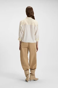 Regular-fit blouse dobby cotton voile
