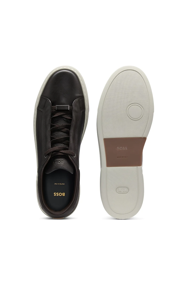 Gary grained-leather trainers with hidden laces