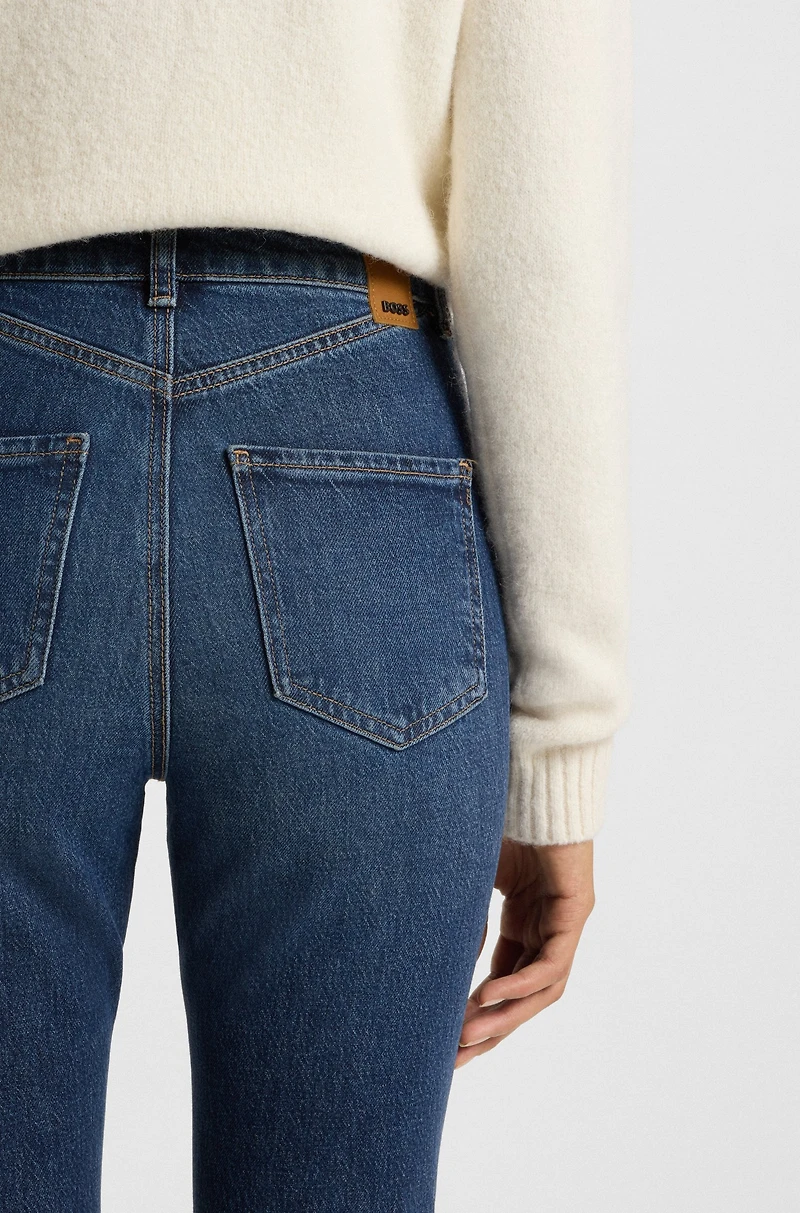 Blue wide-leg jeans comfort-stretch denim