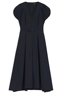 Buckled-belt dress a cotton blend