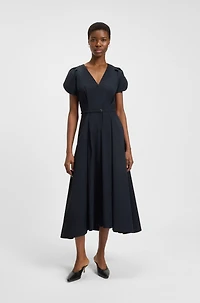 Buckled-belt dress a cotton blend