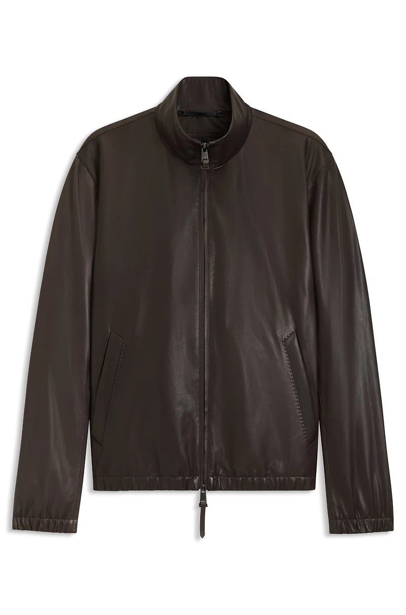 Regular-fit leather bomber jacket nappa