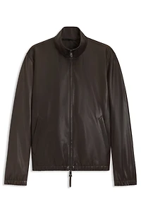 Regular-fit leather bomber jacket nappa