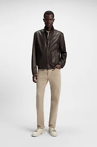 Regular-fit leather bomber jacket nappa