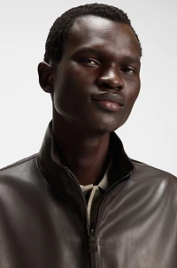 Regular-fit leather bomber jacket nappa