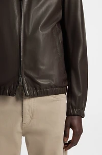 Regular-fit leather bomber jacket nappa