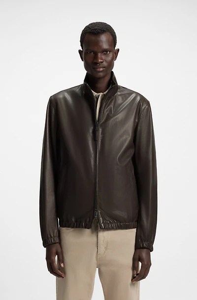 Regular-fit leather bomber jacket nappa
