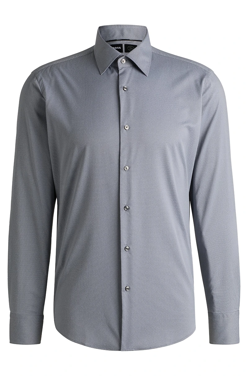 Regular-fit shirt structured stretch fabric