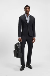 Regular-fit shirt structured stretch fabric