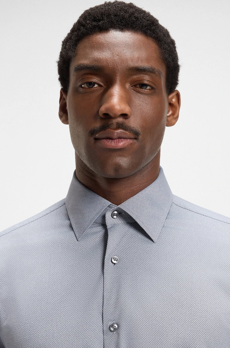Regular-fit shirt structured stretch fabric