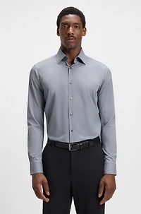 Regular-fit shirt structured stretch fabric