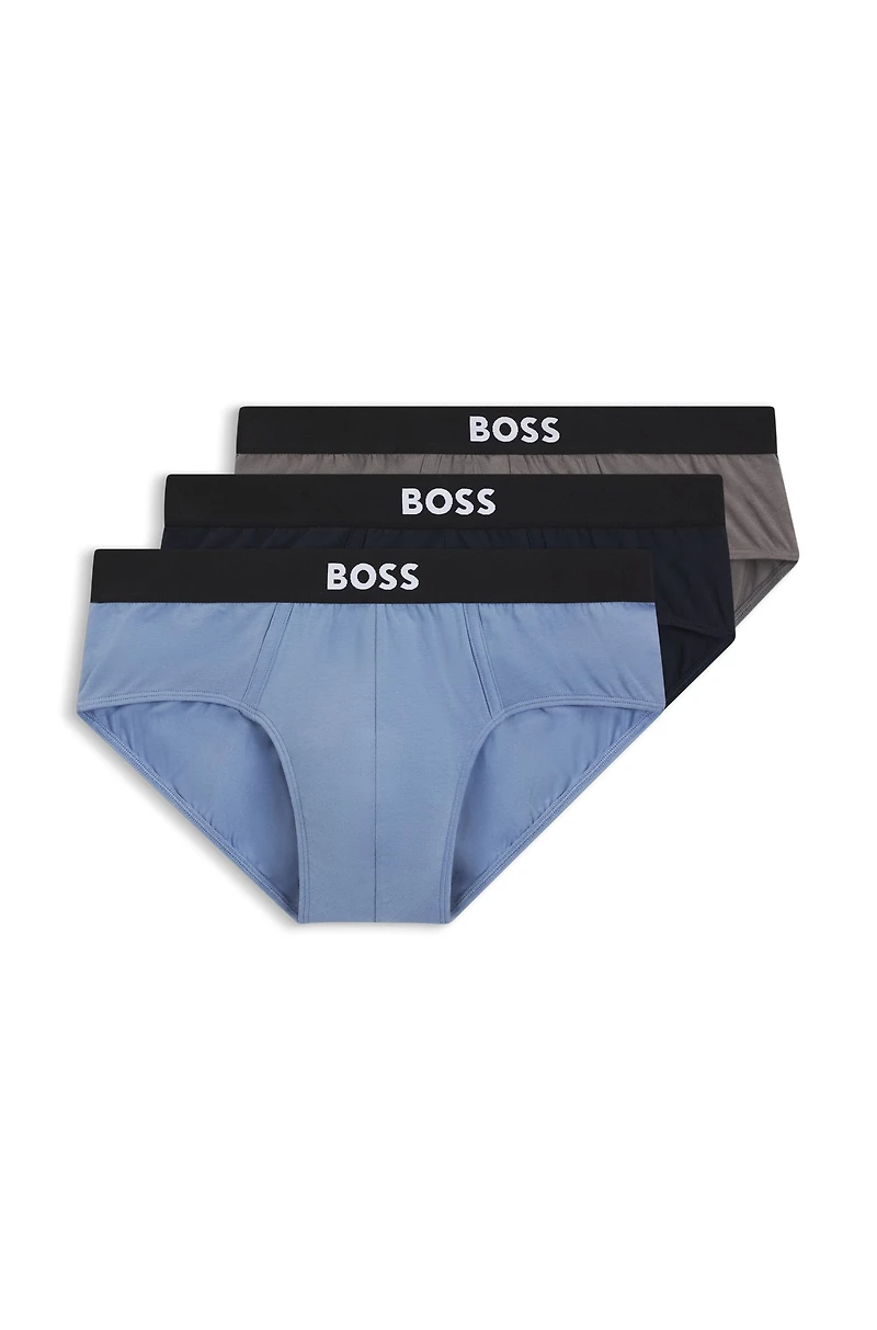 Three-pack of logo-waistband briefs stretch cotton