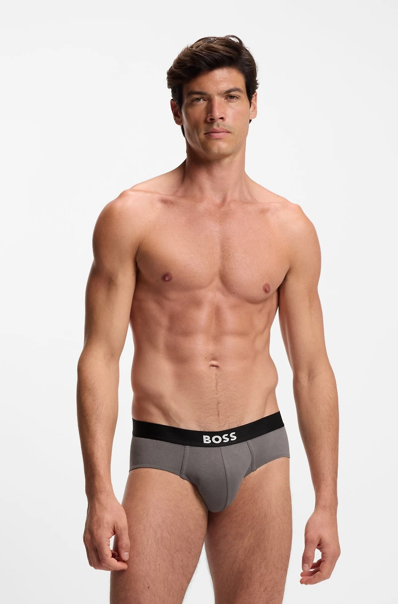 Three-pack of logo-waistband briefs stretch cotton