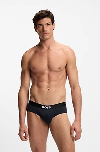 Three-pack of logo-waistband briefs stretch cotton