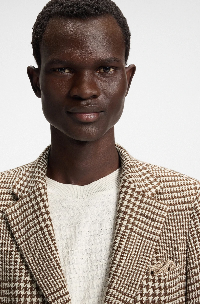 Slim-fit blazer checkered wool