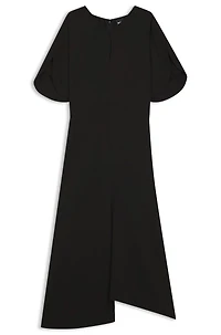 Crepe dress with keyhole neckline