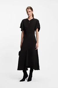Crepe dress with keyhole neckline