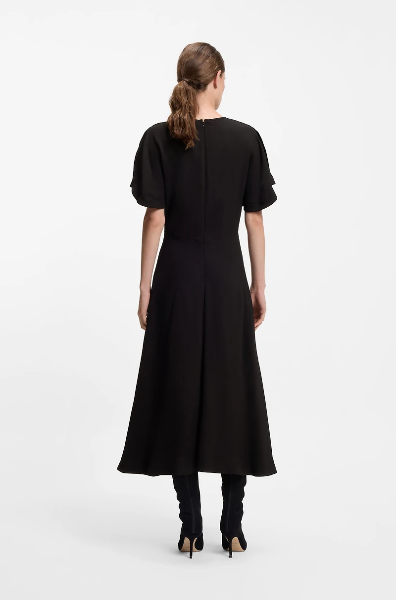 Crepe dress with keyhole neckline