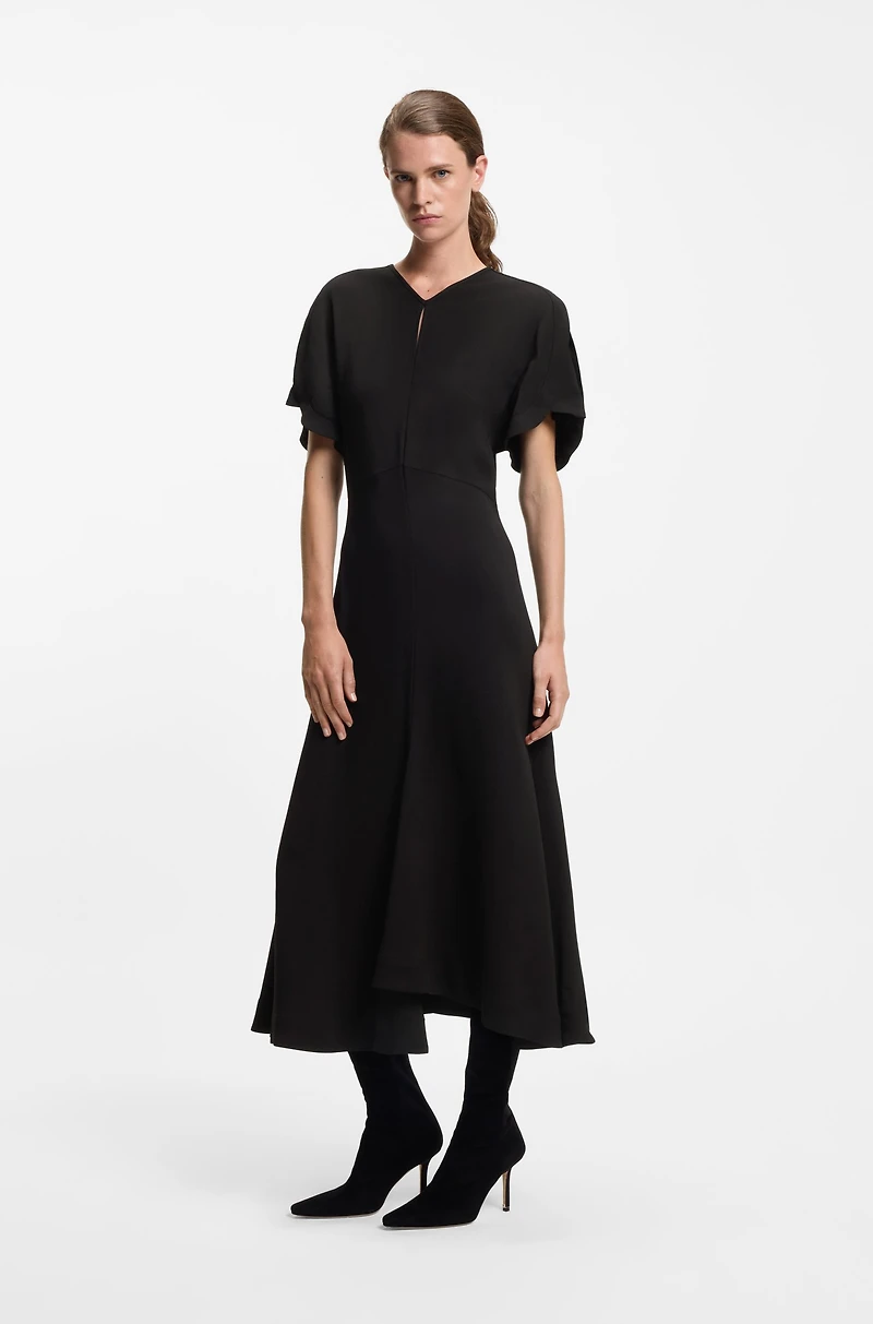 Crepe dress with keyhole neckline