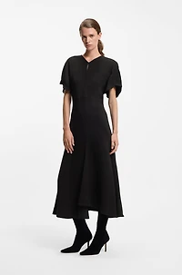 Crepe dress with keyhole neckline