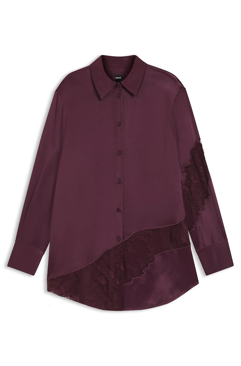 Regular-fit blouse with lace details