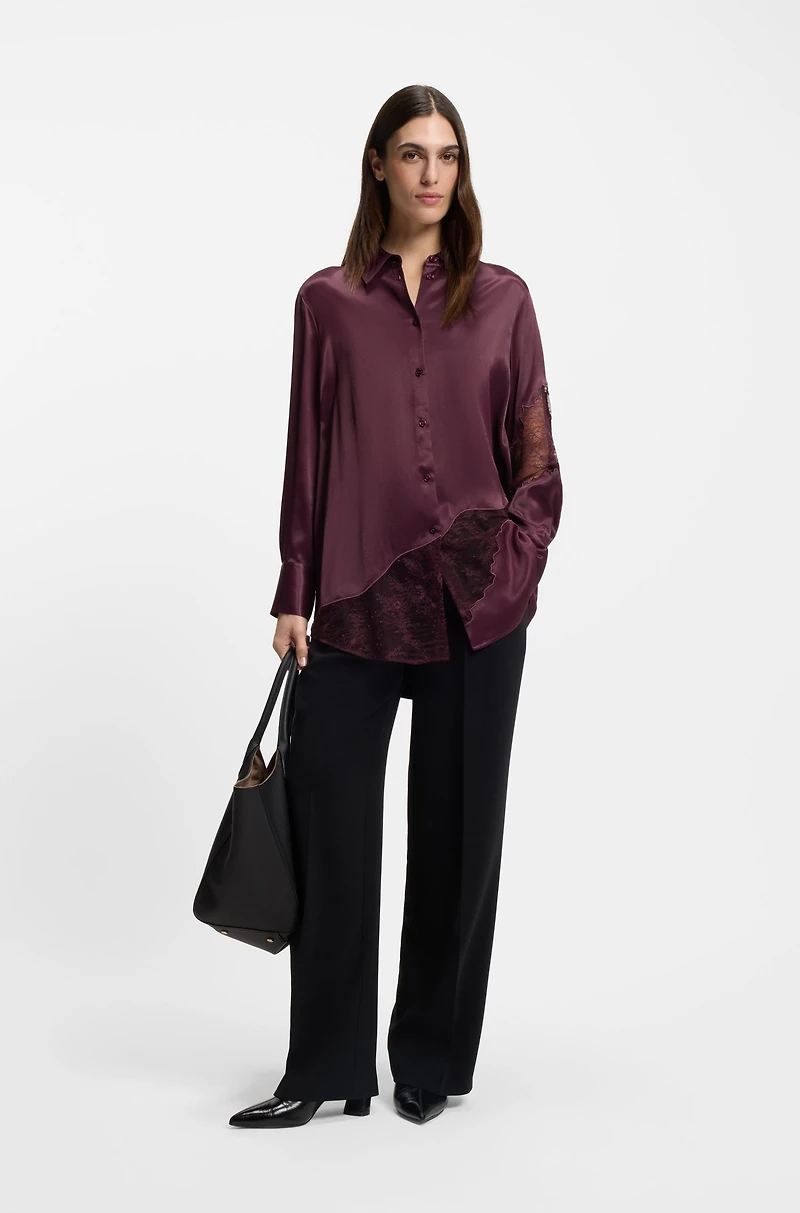 Regular-fit blouse with lace details
