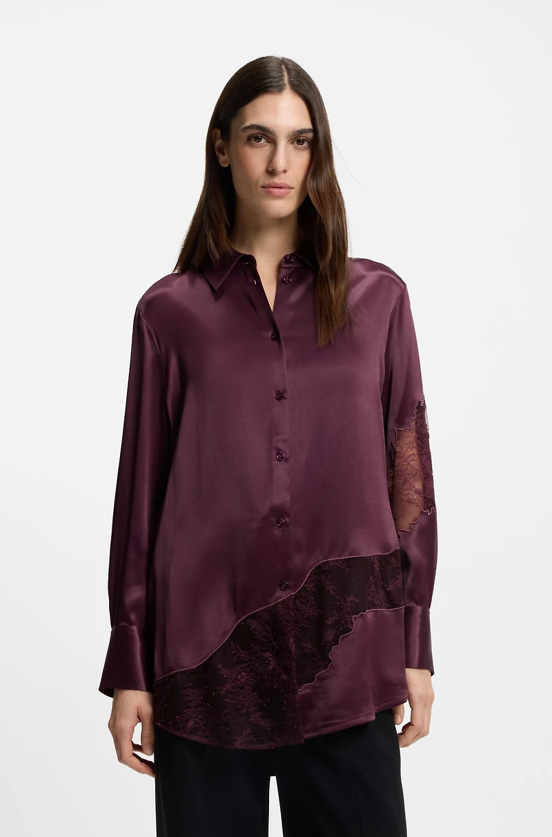 Regular-fit blouse with lace details