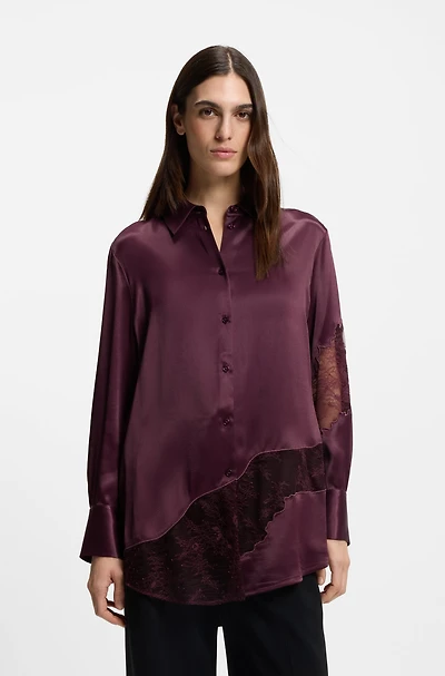 Regular-fit blouse with lace details