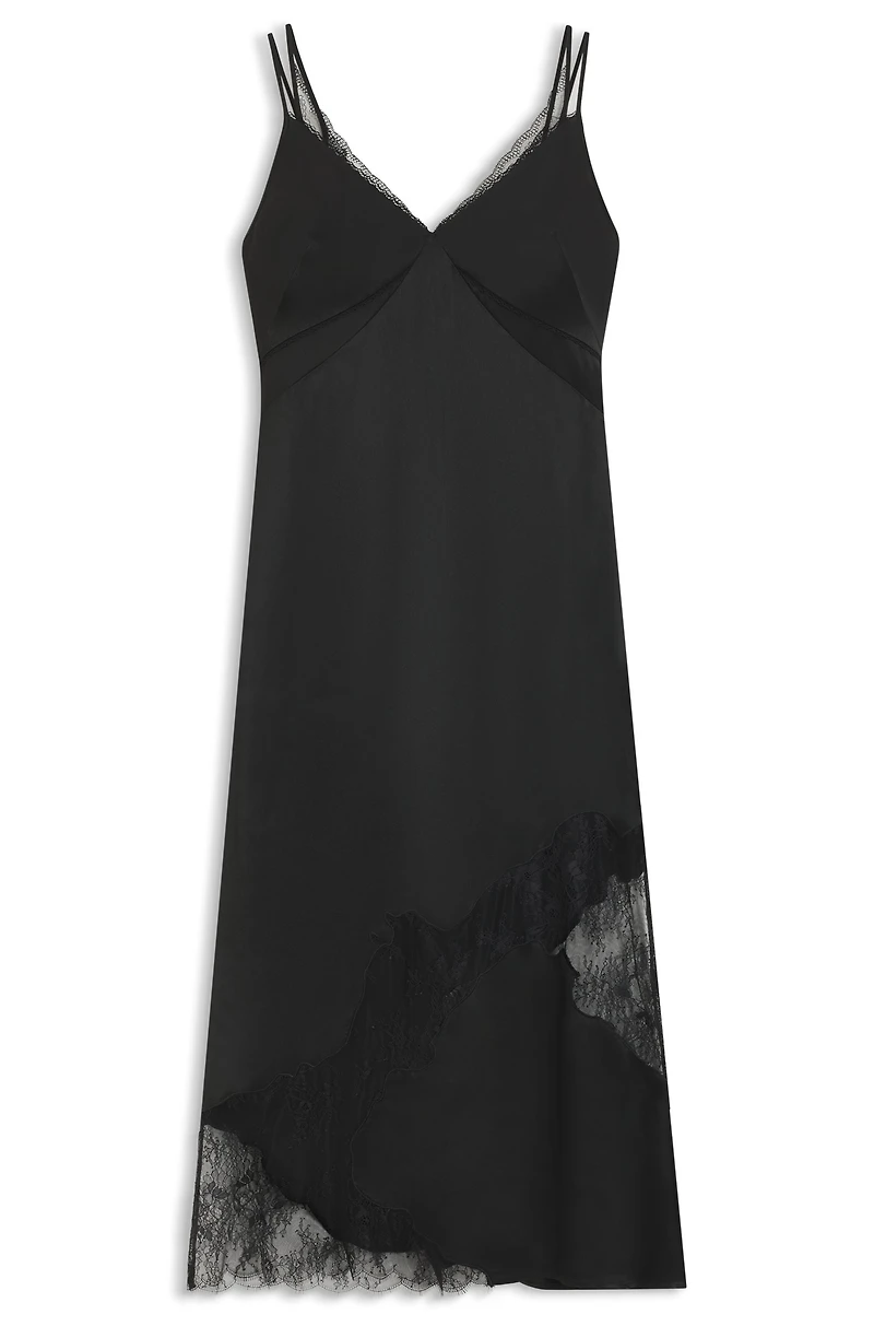 Lace-detail slip dress soft sateen