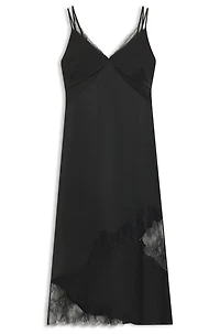 Lace-detail slip dress soft sateen