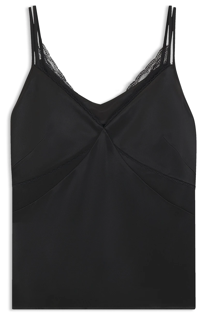Lace-trim camisole satin