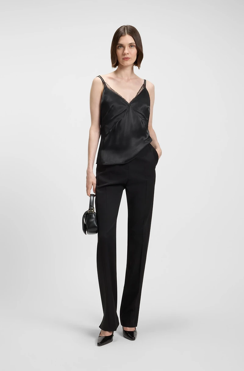 Lace-trim camisole satin