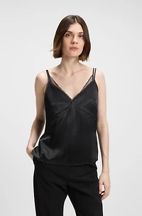 Lace-trim camisole satin