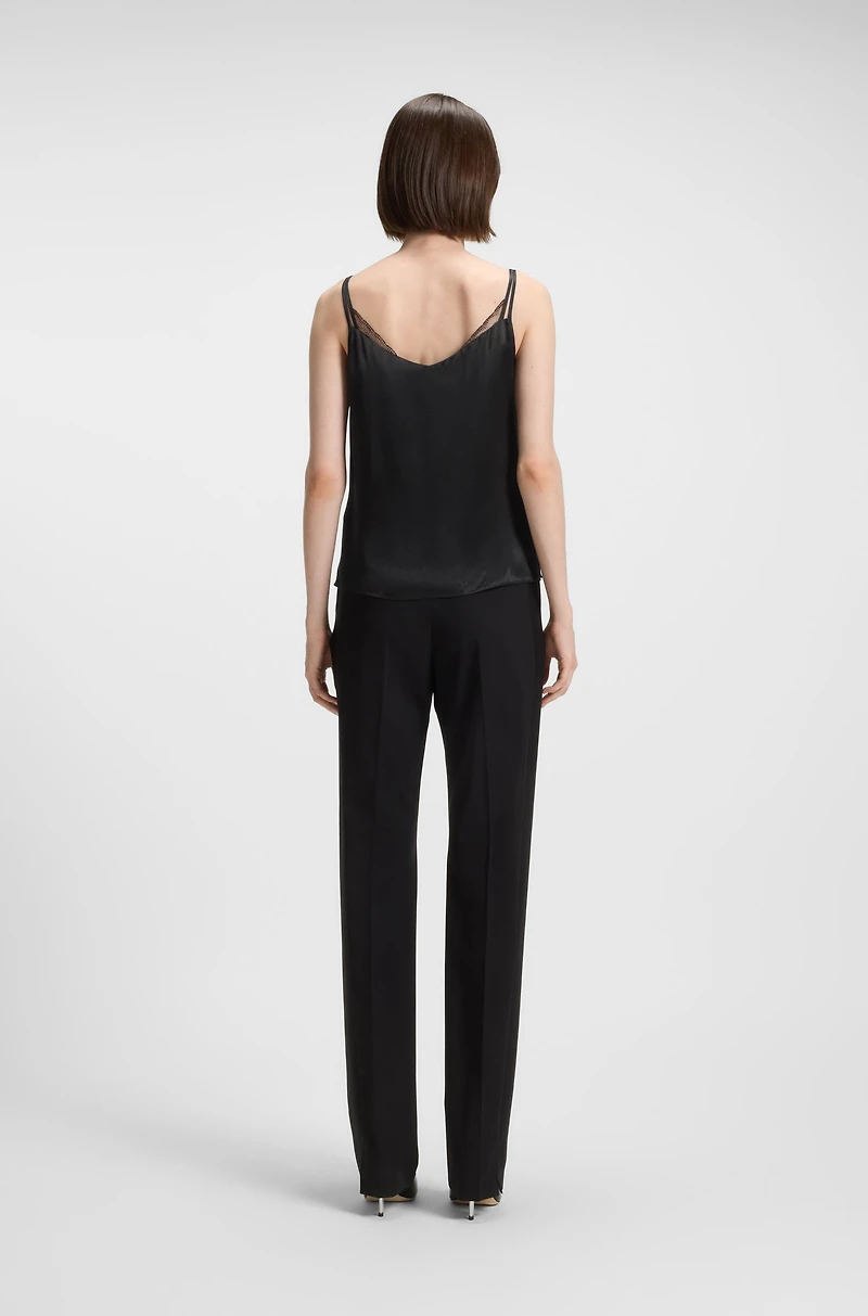 Lace-trim camisole satin