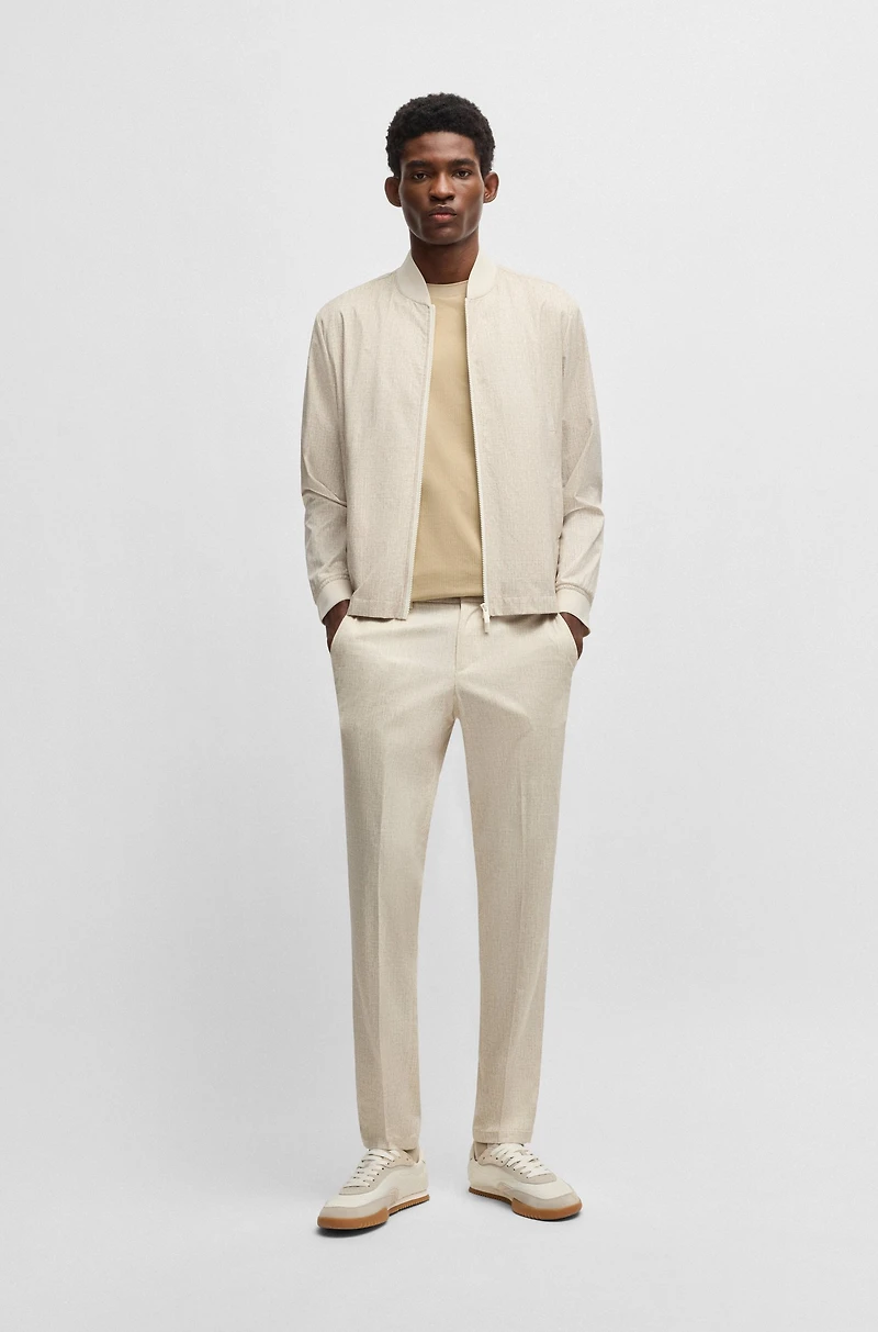 Water-repellent packable jacket with two-way zip