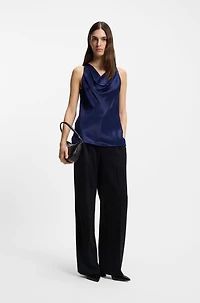 Regular-fit blouse with draped neckline