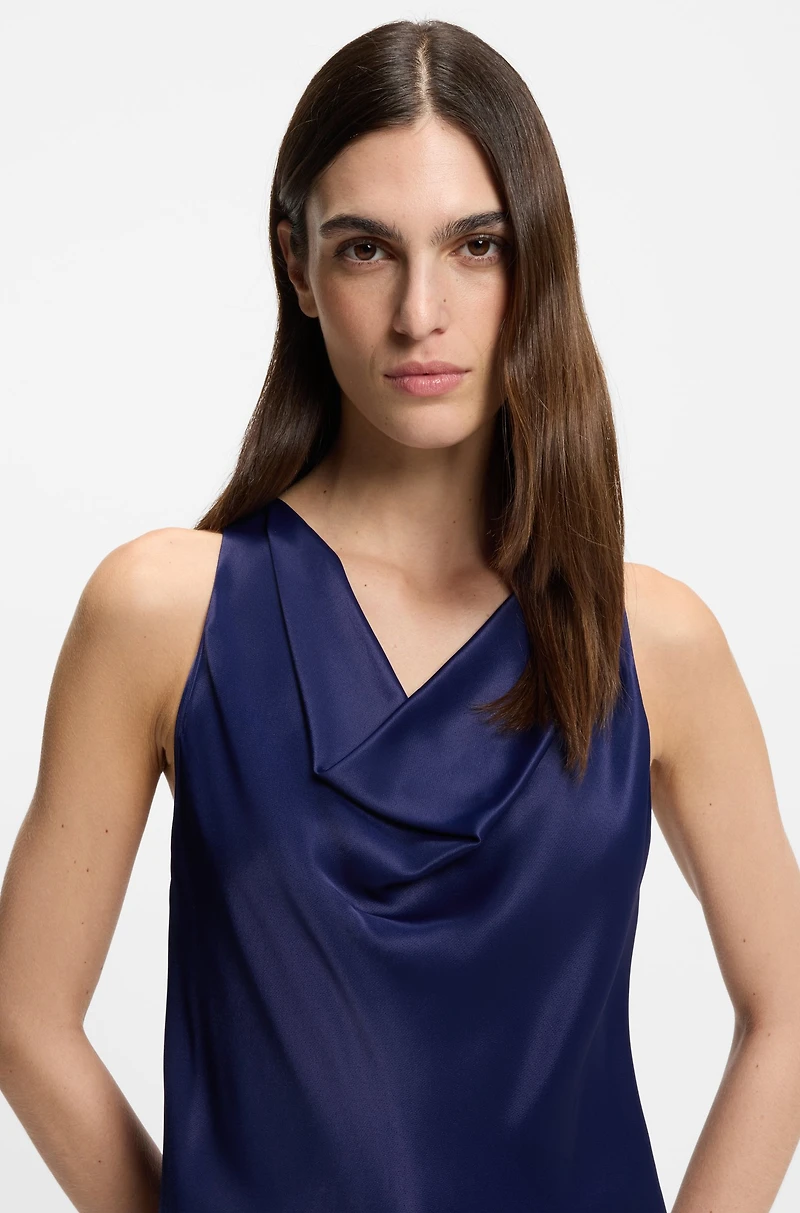 Regular-fit blouse with draped neckline