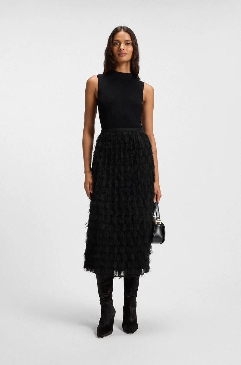 Pencil skirt feather jacquard