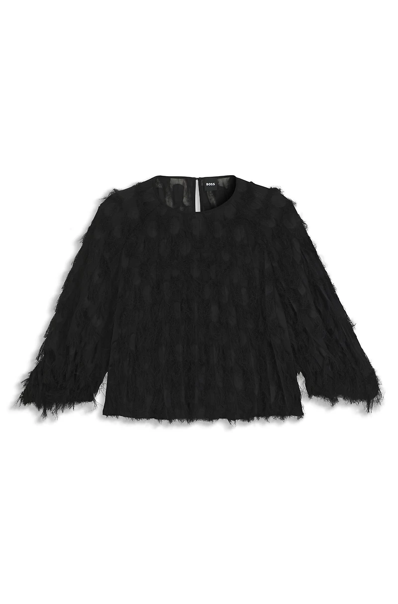 Relaxed-fit blouse feather jacquard