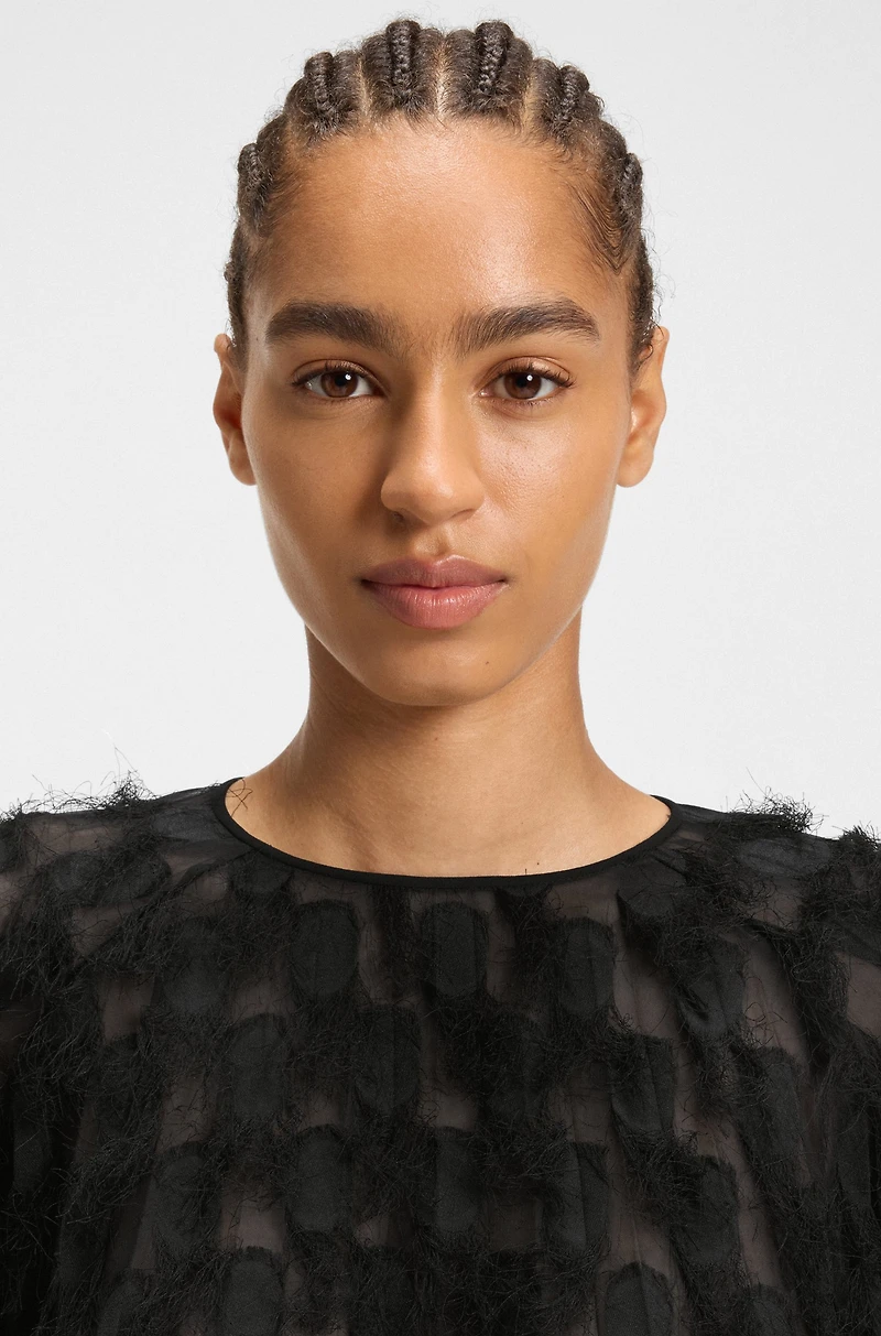 Relaxed-fit blouse feather jacquard