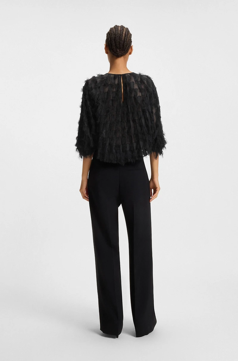 Relaxed-fit blouse feather jacquard