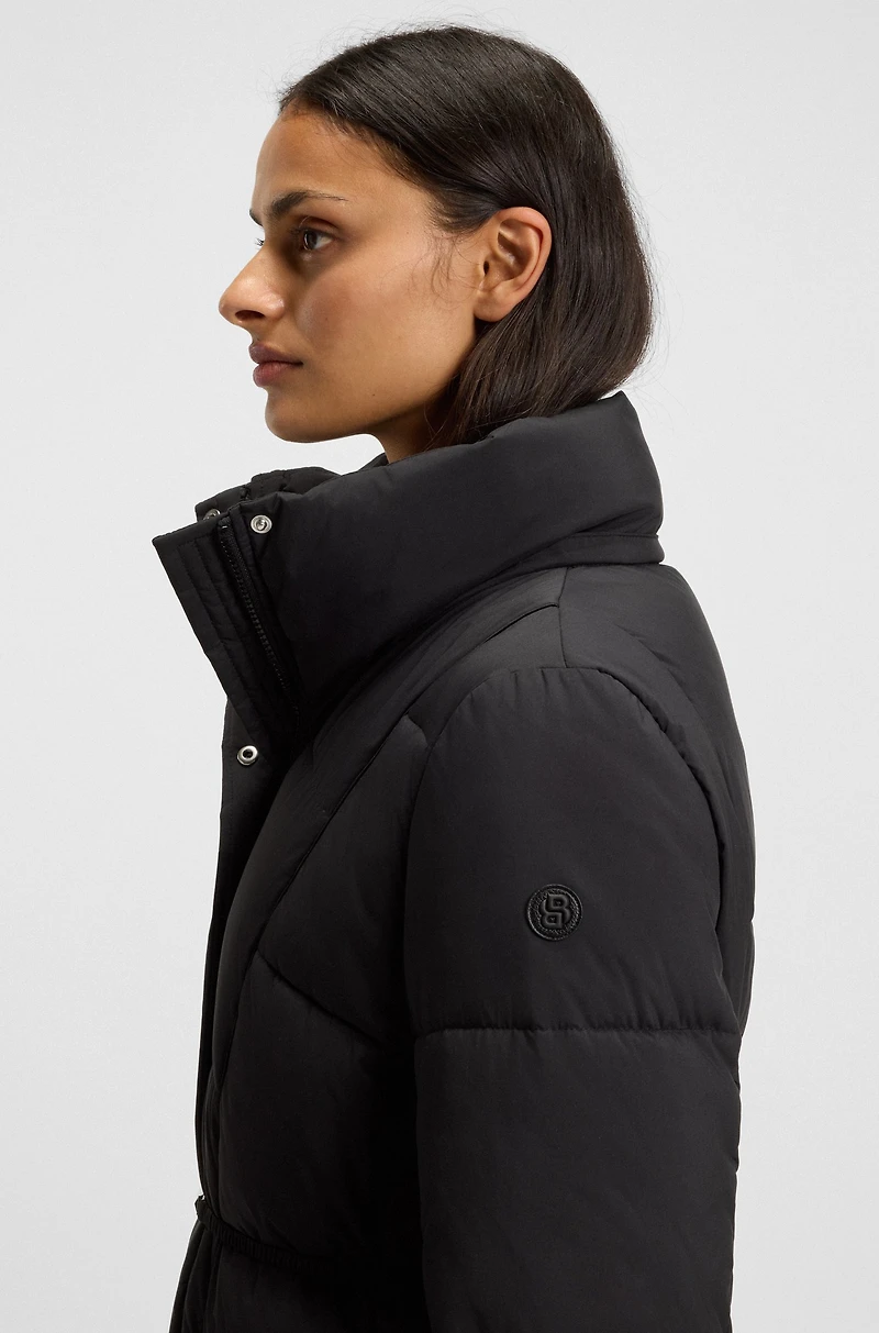 Padded jacket with metal belt detail