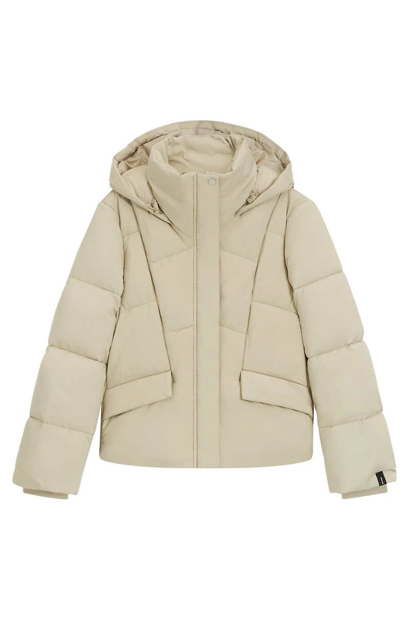 Padded jacket with hood and piped details